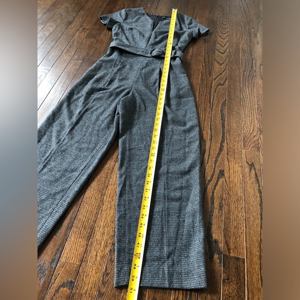 Club Monaco Women’s 00 Black/Gray Tweed Textured Hidden Zipper Cropped Jumpsuit - Picture 10 of 15